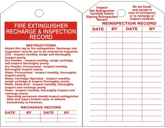 Fire Extinguisher Inspection Tag w/ Nylon Ties 25/PK